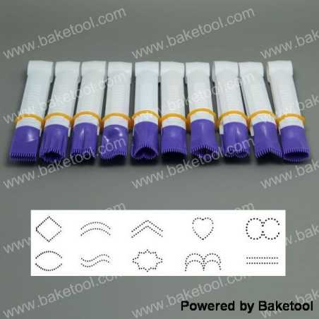 Lot de 10 pinces larges - Baketool - Embouts Fantaisies Dentelés