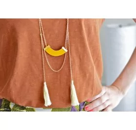 IDEES CREATIVES : Tuto : Réaliser un collier cuir et pompon, par Gwladys