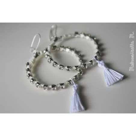 IDEES CREATIVES : Tuto : Réaliser des boucles d'oreilles strass et pompons, par Mademoiselle M
