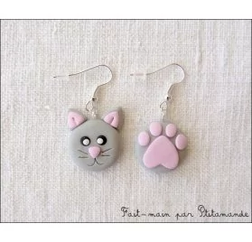 IDEES CREATIVES : Tuto : Réaliser des boucles d'oreilles "chat" en pâte polymère, par Ptitamande