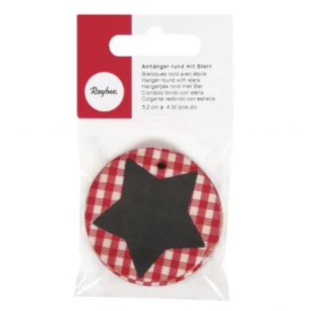 Suspension ronde avec étoile 'Rayher' 5.2 cm Qté 4