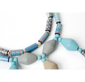 Tuto - Réception chic - Le sautoir bleu « papier » son collier, son bracelet et ses boucles d’oreilles