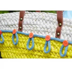 Tuto - Customisation de sacs de vacances - Le sac en osier - Le sac avec les boutons