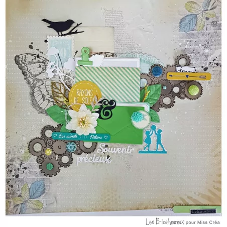 IDEES CREATIVES : Tuto : Confectionner une page de scrapbooking avec les tampons transparents Fonds Grunge 2 de MISS CREA, pa...