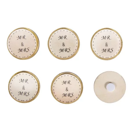 Embellissements en bois adhésifs 'Rayher' Mr & Mrs 3.5 cm