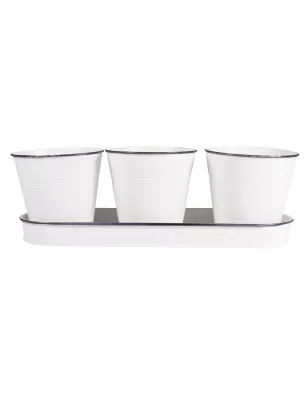 AFFAIRES : Plateau en zinc avec 3 pots 'Rayher' 30.5x2.5 cm