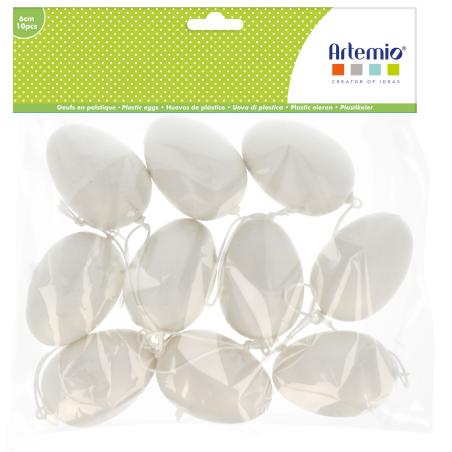 SUPPORTS A DECORER : Lot de 10 œufs ' Artemio' 6 cm Blanc