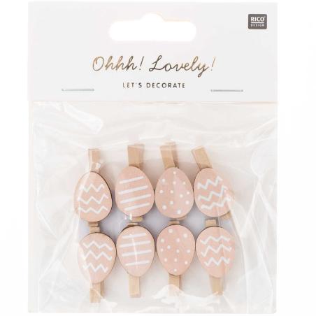 Lot de 8 pinces à linge bois 'Rico Design-Ohhh! Lovely! " Oeufs de pâques 