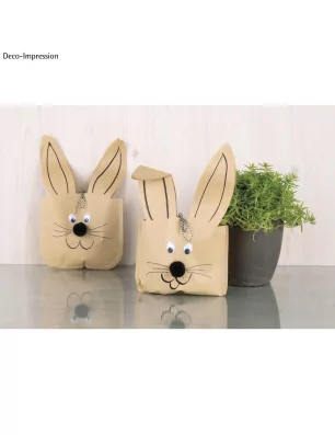 AFFAIRES : Lot de 3 sachets en papier kraft avec accessoires 'Rayher' Lapin de Pâques 17x28 cm