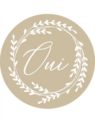 SCRAPBOOKING : Autocollants 'Artemio - Mariage' Ronds Oui Couronne Kraft/Blanc