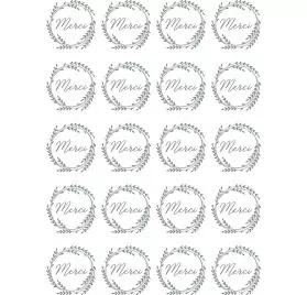 Décalcomanies A5 'Artemio - Mariage' 20x Merci Argent