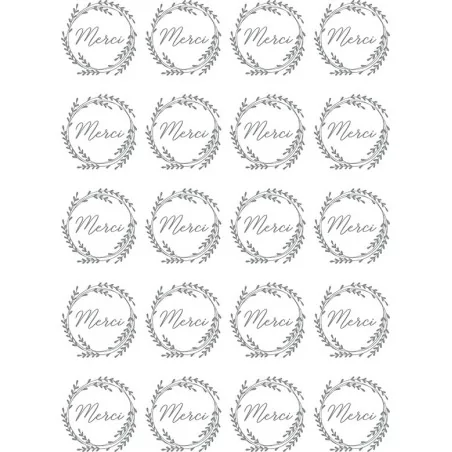 Décalcomanies A5 'Artemio - Mariage' 20x Merci Argent