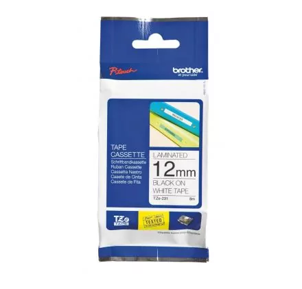 AFFAIRES : Ruban Cassette 12 mm P-Touch H200 'Brother' Laminé Noir/Blanc