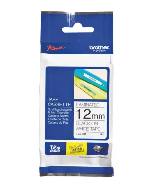 AFFAIRES : Ruban Cassette 12 mm P-Touch H200 'Brother' Laminé Noir/Blanc