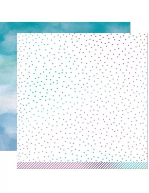 PAPIERS SCRAPBOOKING : Papier double 30x30 'Lawn Fawn - Watercolor Wishes Rainbow' Larimar
