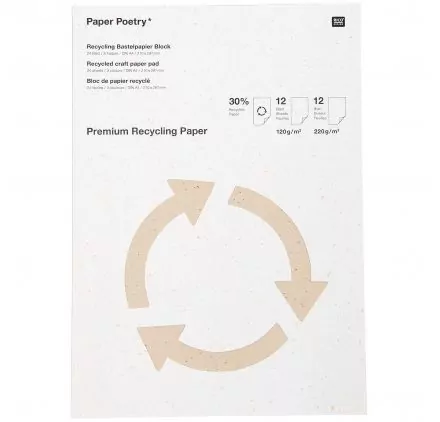 PAPIERS A4 : Assortiment A4 de 24 papiers recyclés 'Rico Design - Paper Poetry'
