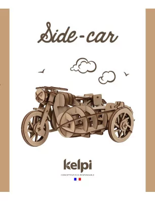 MAQUETTES POUR ENFANTS : Maquette 3D en bois 'Kelpi' Side-car 25 cm x 18 cm