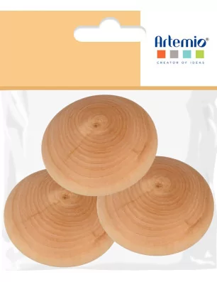 SUPPORTS A DECORER : Lot de 3 galets en bois 'Artemio' 7 cm