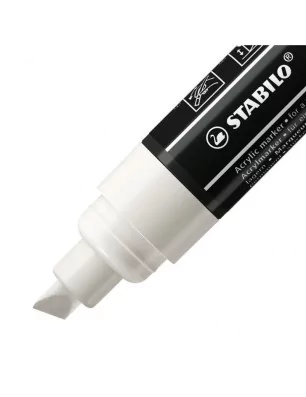 COULEURS ET ECRITURES : Marqueur acrylique 'STABILO' FREE T800C Blanc 4-10 mm