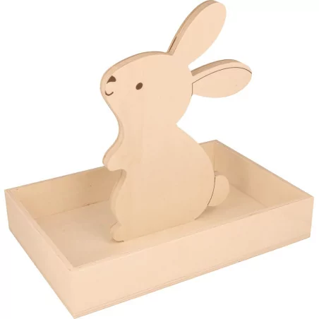 SUPPORTS A DECORER : Plateau en bois 'Artemio - Les Poulettes' Lapin 25x17x4.5 cm