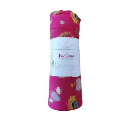 ART DU FIL : Coupon de tissu 'BeaLena' Jersey Fuschia Kawaii 80 cm x 1 m