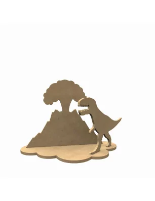 SUPPORTS A DECORER : Kit Déco en bois 3D 'Gomille' Tyrex et volcan 24 cm x 17 cm