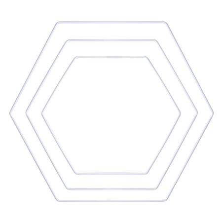 SUPPORTS A DECORER : Lot de 3 anneaux hexagone en métal 'Rayher' Blanc 3 Tailles