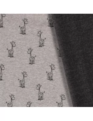 ART DU FIL : Tissu Sweat polaire alpin '3B Com' Imprimé Gris 150 cm par 50 cm (à la coupe)