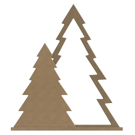 SUPPORTS A DECORER : Scène de noël en bois 'Gomille' Sapins