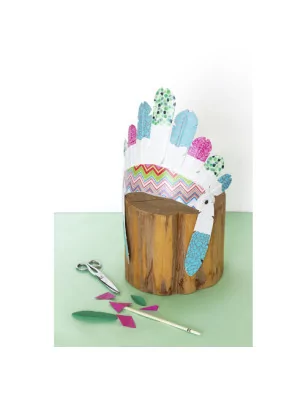 SUPPORTS A DECORER : Coiffe d'indien en papier mâché 'Decopatch' 25x10x21 cm
