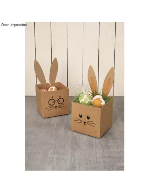 SUPPORTS A DECORER : Lot de 6 boîtes à monter 'Rayher' Kraft 7.5x7.5x7.5 cm