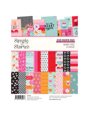 PAPIERS SCRAPBOOKING : Assortiment de 24 papiers doubles 15 x 20 cm 'Simple Stories - Heart Eyes'