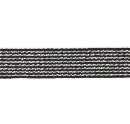 ART DU FIL : Galon fantaisie '3B Com' Noir et argent 20 mm x 1 m ART DU FIL : Galon fantaisie '3B Com' Noir et argent 20 mm x 1 m