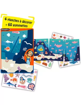 GOMMETTES : Fresque gommettes repositionnables 'Cléopâtre' Fonds marins