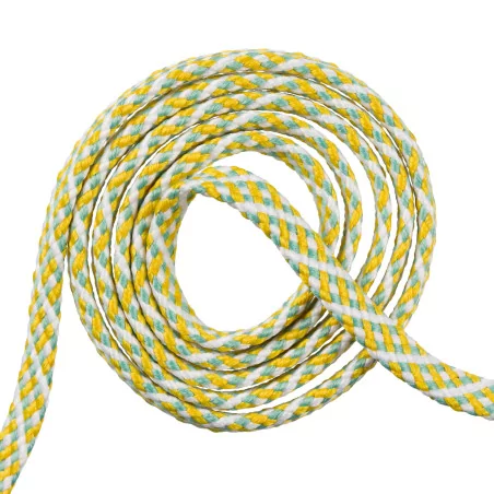 ART DU FIL : Cordon tressé plat '3B Com' Ecru/Jaune/Vert 7 mm x 1 m