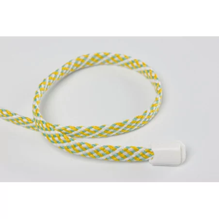 Cordon tressé plat '3B Com' Ecru/Jaune/Vert 7 mm x 1 m