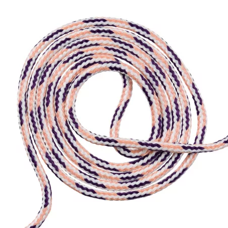 ART DU FIL : Cordon tressé rond '3B Com' Ecru/Saumon/Iris 4 mm x 1 m
