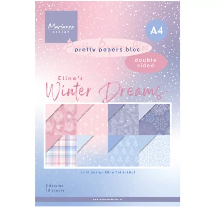 PAPIERS A4 : Assortiment A4 de 16 papiers décorés 'Marianne Design' Eline's Winter Dreams