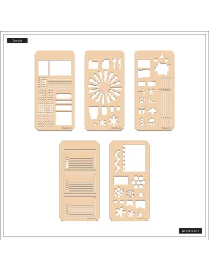 SCRAPBOOKING : Livret de 5 Pochoirs pour organiseur 'Me & My Big Ideas - The Happy Planner' Trackers