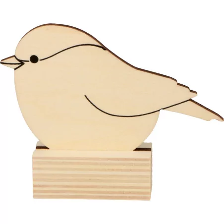 SUPPORTS A DECORER : Lot de 6 marque-places en bois 'Artemio' Mésange
