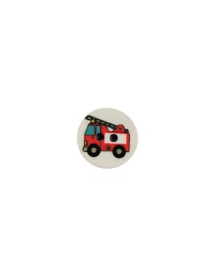 SCRAPBOOKING : Bouton en plastique 2 trous '3B Com' Camion de pompier 15 mm