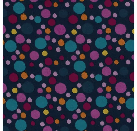 ART DU FIL : Tissu Sweat polaire alpin '3B Com' Imprimé Pois bleu marine 150 cm par 50 cm (à la coupe)