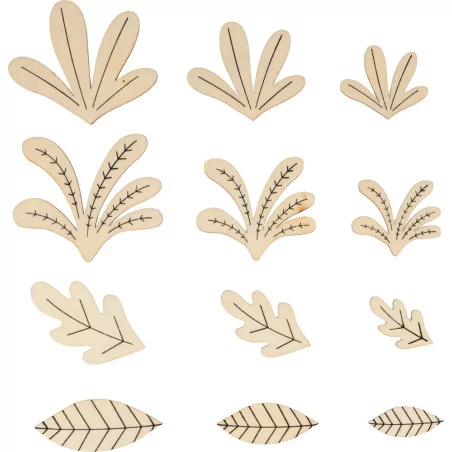Lot de 24 Silhouettes en bois 'Artemio - Dinos & Co' Végétaux