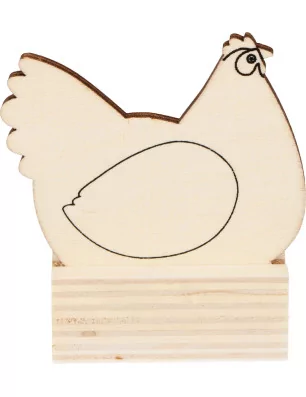 SUPPORTS A DECORER : Lot de 6 marque-places en bois 'Artemio - Saute-Mouton' Poules