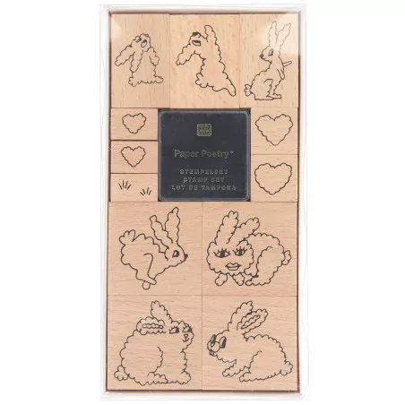 SCRAPBOOKING : Set de tampons bois 'Rico Design - Paper Poetry' Lapins