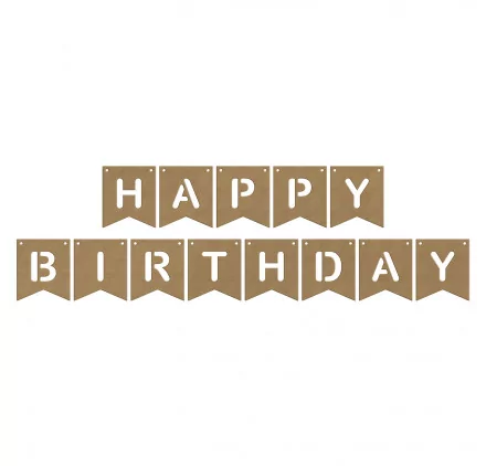 SUPPORTS A DECORER : Fanions en bois 'Gomille' Happy Birthday SUPPORTS A DECORER : Fanions en bois 'Gomille' Happy Birthday