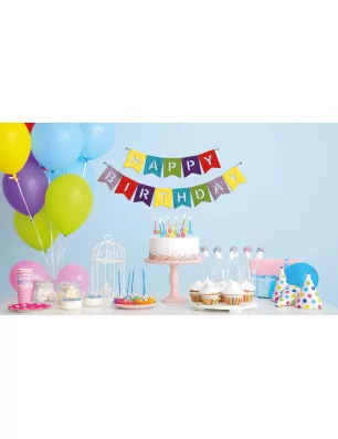 SUPPORTS A DECORER : Fanions en bois 'Gomille' Happy Birthday
