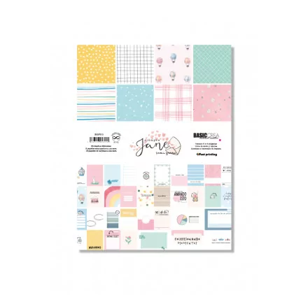 SCRAPBOOKING : Assortiment de 24 papiers décorés 15x20 'BasicCrea - Siempre Jane'