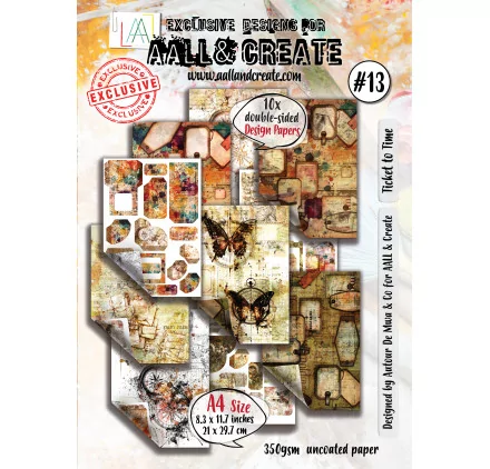 SCRAPBOOKING : Assortiment A4 de 10 papiers doubles 'AALL and Create' Time-Tarnished Wonders 13 SCRAPBOOKING : Assortiment A4 de 10 papiers doubles 'AALL and Create' Time-Tarnished Wonders 13