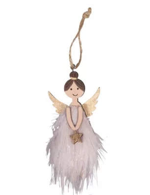 DECORATION DE SAPIN : Suspension en bois 'Rayher' Ange Rose 10 cm